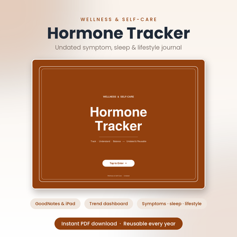 Perimenopause Hormone Tracker – Undated Symptom, Sleep & Lifestyle Journal for GoodNotes & iPad (PDF)
